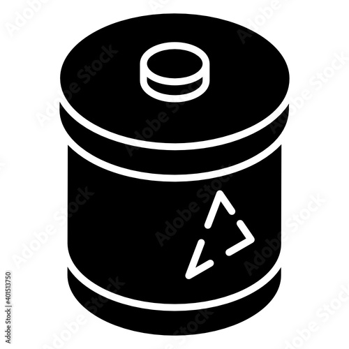 
Glyph isometric design of barrel recycling icon 
