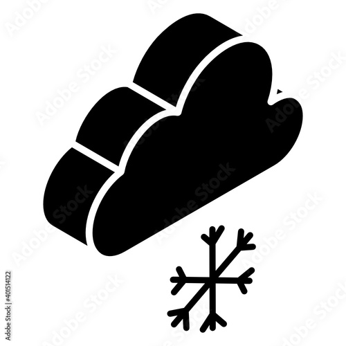 
It's snowing winter, snowflake falling from cloud denoting snow falling icon
