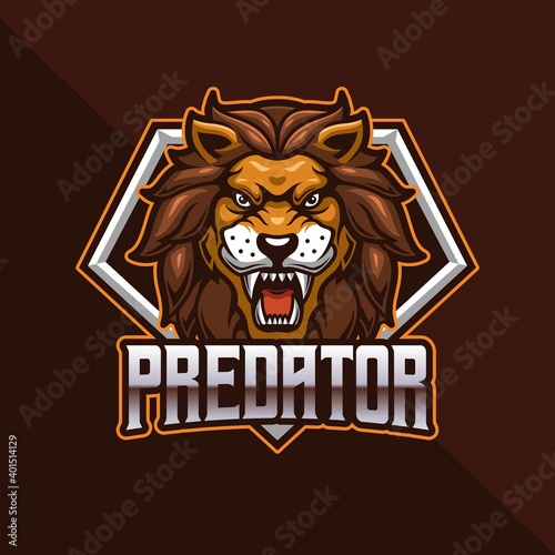 Lion head esport logo gaming. Gamer icon avatar vector illustration