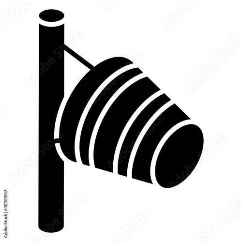 
A cone mounted on a mast showcasing windsock icon
