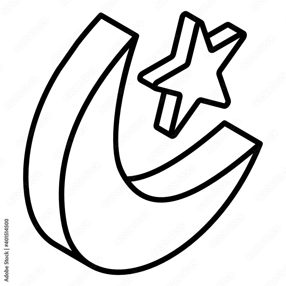 
Moon with star denoting concept of night time icon
