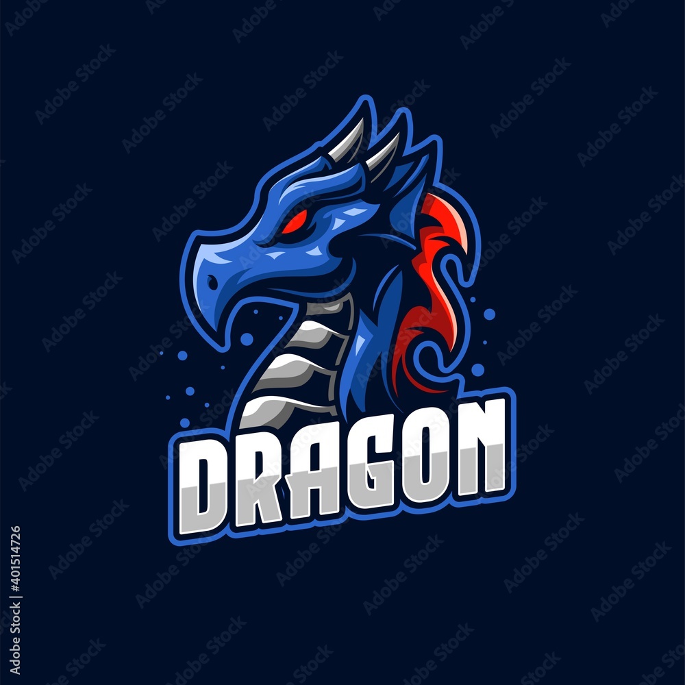 Blue Dragon E-sports Logo Template