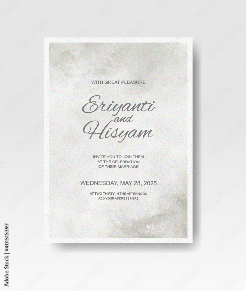 Wedding invitation with abstract splash watercolor