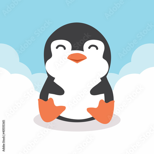 Cute Penguin fat cartoon vector