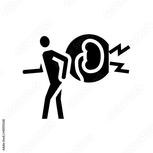 pain kidneys glyph icon vector. pain kidneys sign. isolated contour symbol black illustration