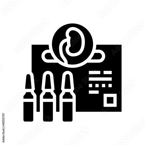 medicaments for kidney treatment glyph icon vector. medicaments for kidney treatment sign. isolated contour symbol black illustration