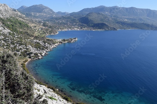 Sea mountain landscape from a bird's eye view