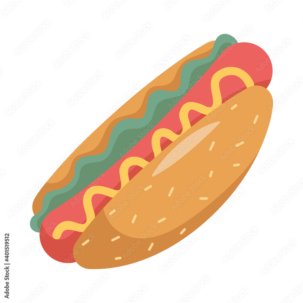 delicious hot dog fast food icon