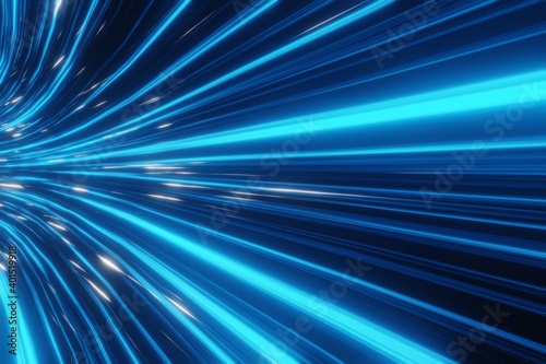 abstract futuristic stream Digital data neon speed motion Glowing light trails Tunnel background 3D rendering