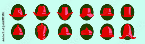 set of bonnet and hat cartoon icon design template with various models. vector illustration isolated on blue background
