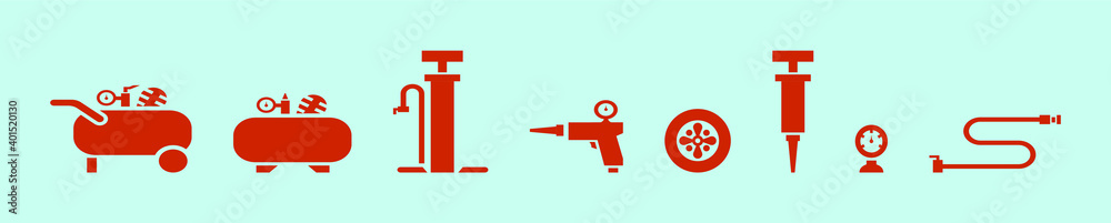 set of air pump cartoon icon design template with various models. vector illustration isolated on blue background set of air pump cartoon icon design template with various models. vector illustration isolated on blue background
