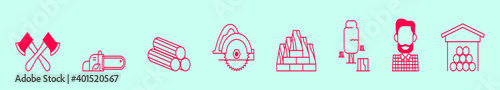 set of wood cutter cartoon icon design template with various models. vector illustration isolated on blue background