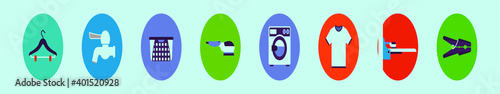 set of laundry and washing cartoon icon design template with various models. vector illustration isolated on blue background