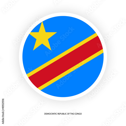 Democratic Republic of the Congo circle flag icon isolated on white background. 
