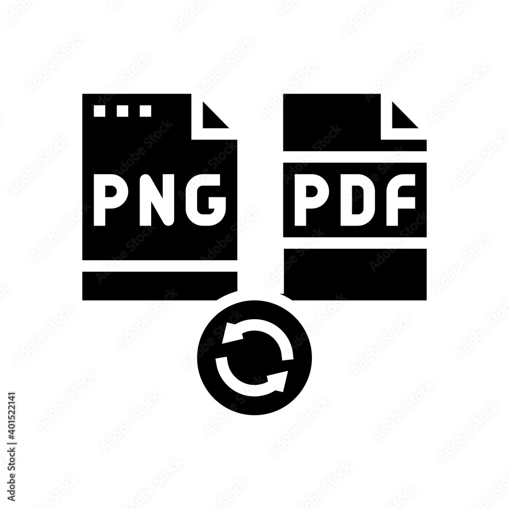 Convert Png To Pdf File Glyph Icon Vector Convert Png To Pdf File Sign