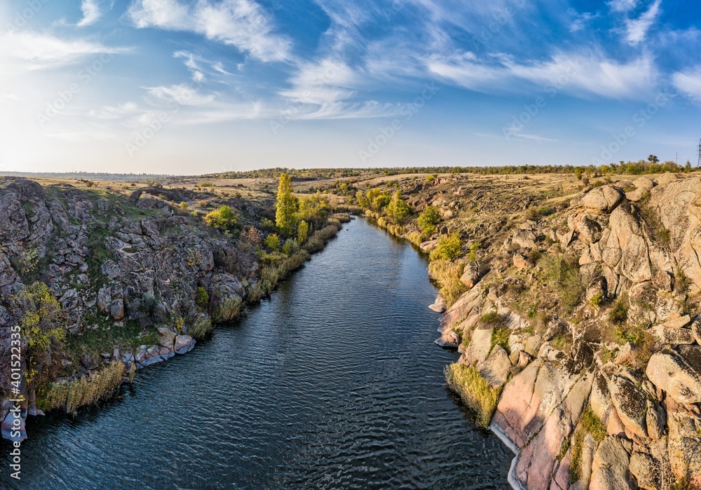 A stream flowing among huge stones in picturesque Ukraine
