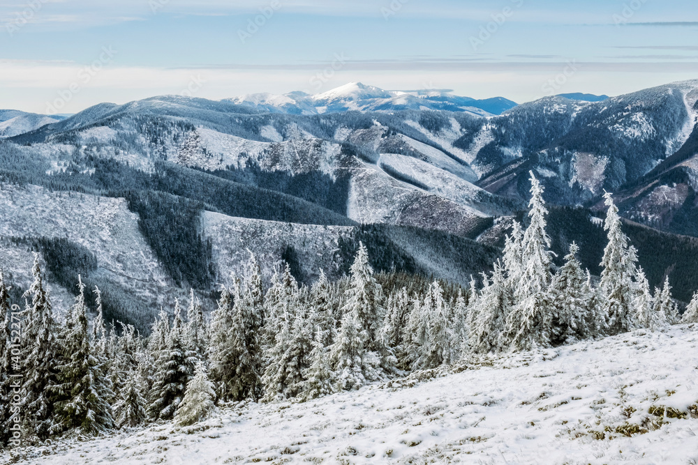 Snowy landscape, Low Tatras mountains, Slovakia, winter scene