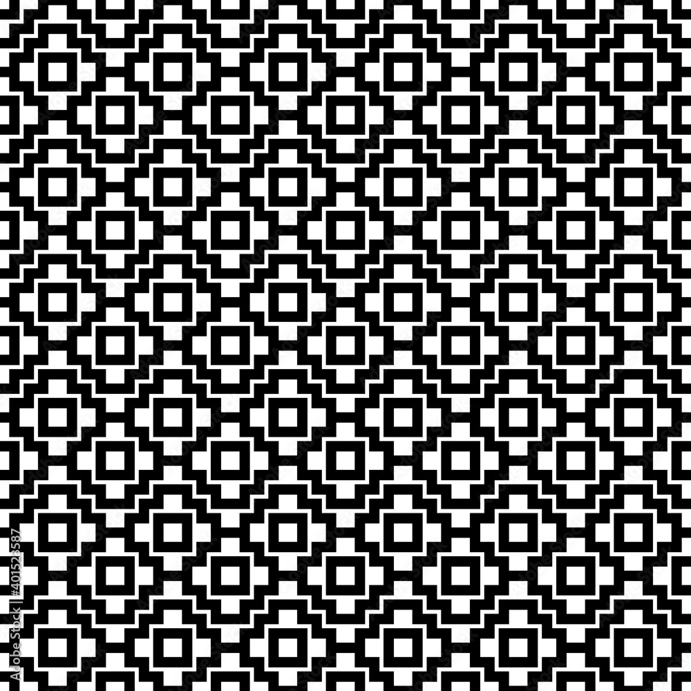 Inca crosses seamless pattern. Folk background. Ethnic ornament. Geometric wallpaper. Grid image. Tribal motif. Ancient mosaic. Digital paper, web design, textile print, abstract. Vector artwork.