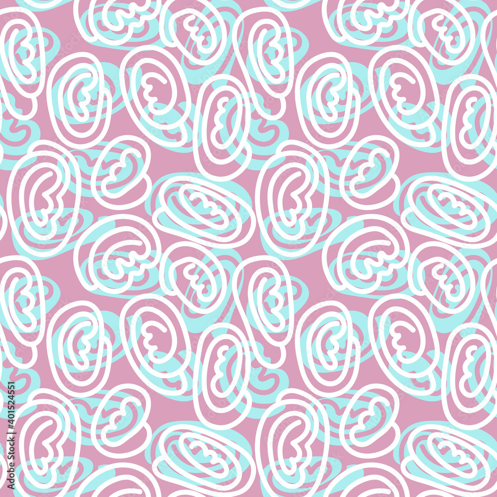 Seamless backdrop with twisted hand drawn elements line ears Seamless backdrop with twisted hand drawn elements line ears