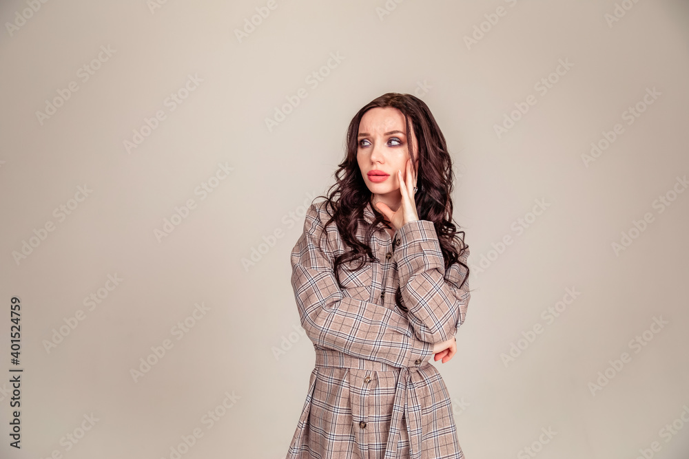 businesswoman isolated over gray white background businesswoman isolated over gray white background