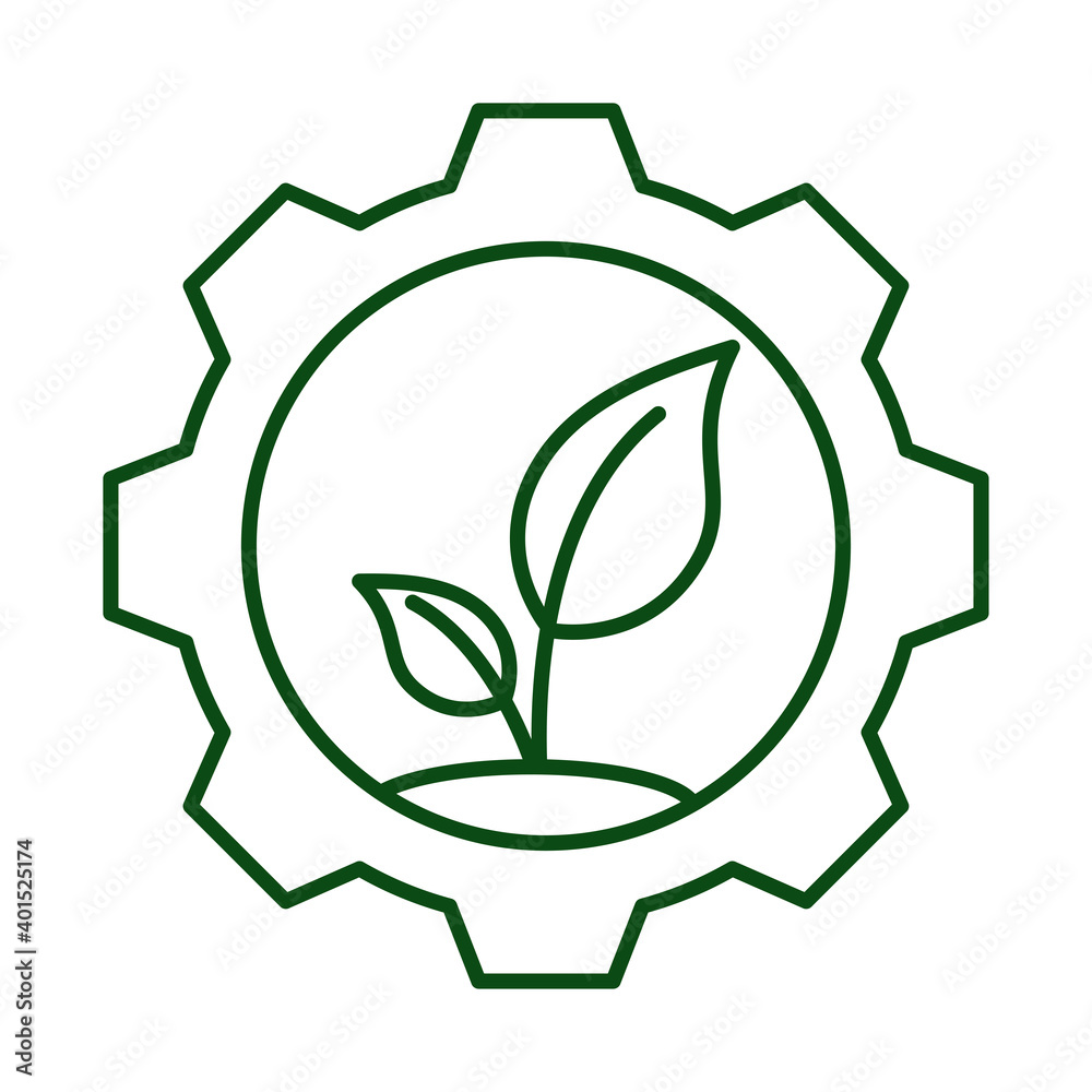 tree plant in gear ecology line icon tree plant in gear ecology line icon