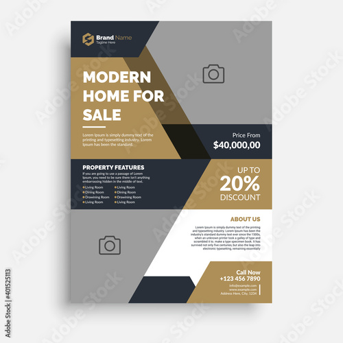 Real Estate business flyer poster pamphlet brochure cover template design with a4 paper size.