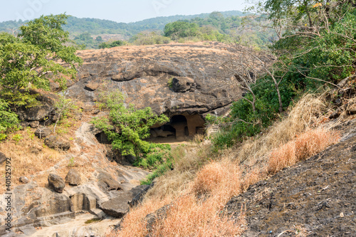 Kanheri cave complex, which is situated inside the Sanjay Gandhi National Park in the Borivali region of Mumbai, Indian photo
