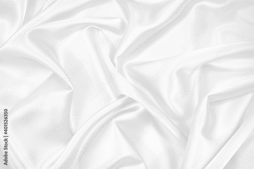   White elegant abstract background. Silk satin fabric background.	  