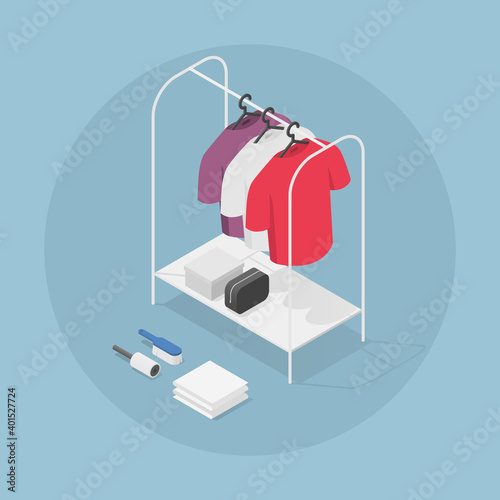 Isometric Clothes Rack Illustration
