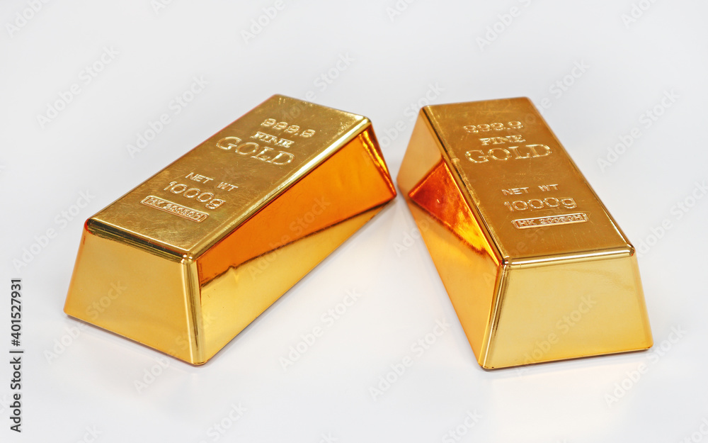 Two stack of gold bars on white background Two stack of gold bars on white background