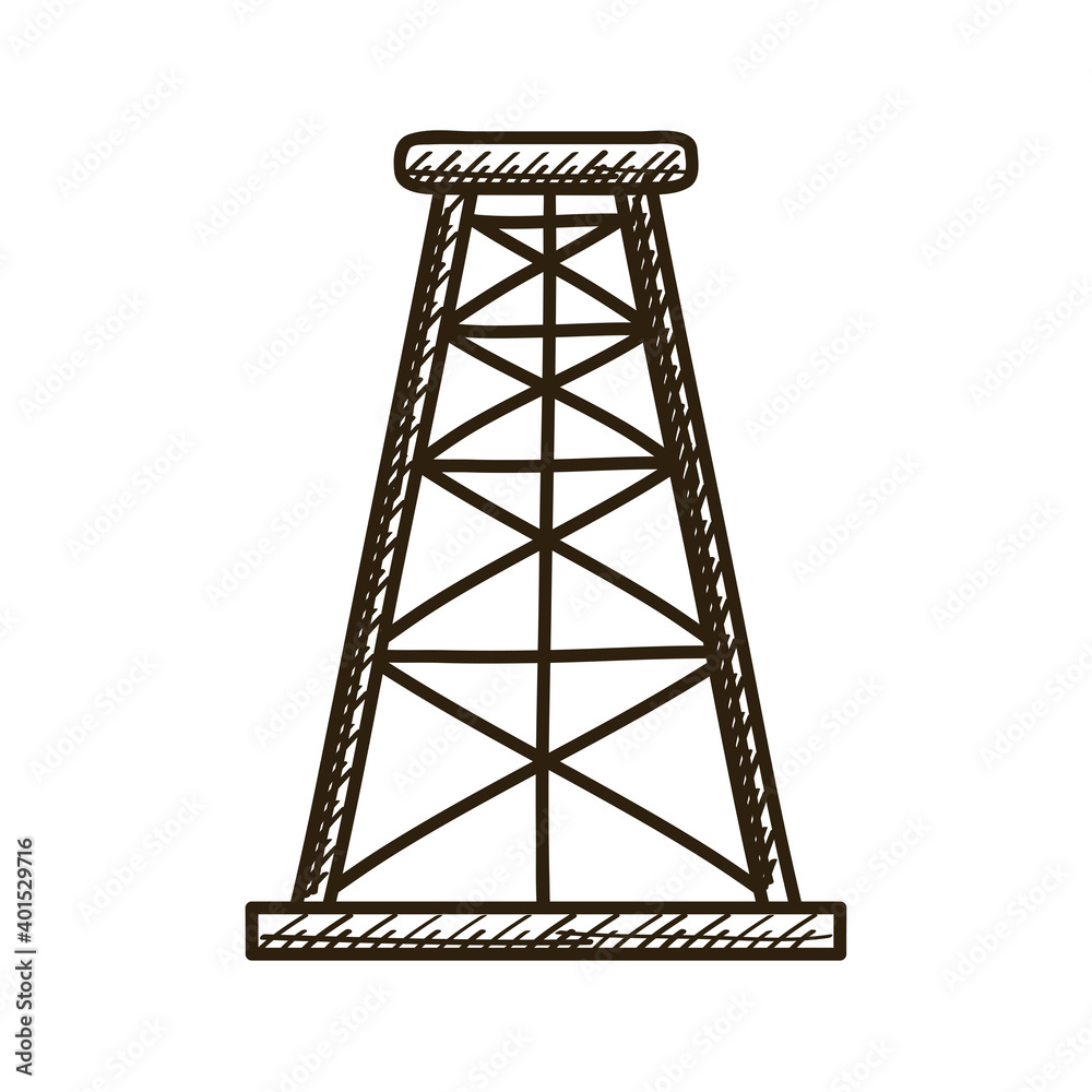 tower plant of oil drawn style icon