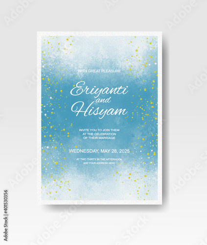 Wedding invitation with abstract splash watercolor