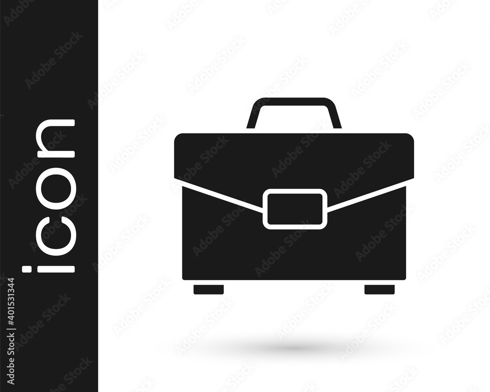 Grey Briefcase icon isolated on white background. Business case sign. Business portfolio. Vector Illustration.