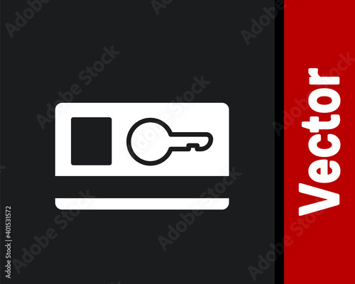 White Key card icon isolated on black background. Vector Illustration.