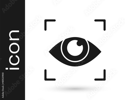 Black Eye scan icon isolated on white background. Scanning eye. Security check symbol. Cyber eye sign. Vector.