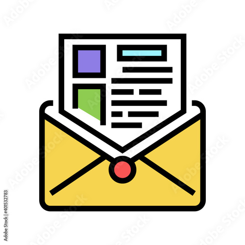 sending mail report color icon vector. sending mail report sign. isolated symbol illustration
