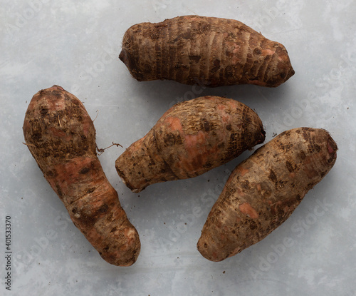 Close up image of  African Cocoyams. Xanthosoma Sagittifolium.  Can be used to make cocoyam porridge, ekwang, kwacoco etc
 photo