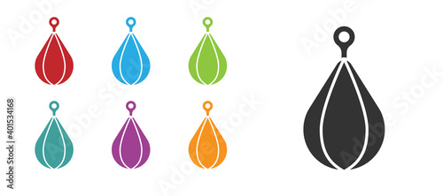 Black Punching bag icon isolated on white background. Set icons colorful. Vector.