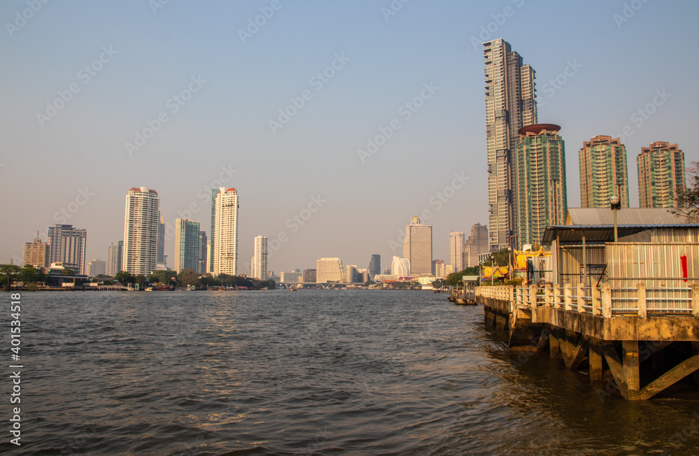 Naklejka premium Bangkok Thailand Southeast Asia Traveling on the Chao Phraya River as part of an educational tour