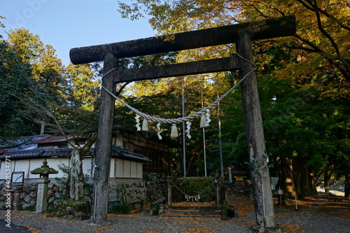Gate, Torii, of Suhara Shrine with Nagara-gawa, in Gifu, Japan - 日本 岐阜県 洲原神社の鳥居