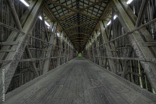 Interior of Williams Covered Bridge in Indiana, United States