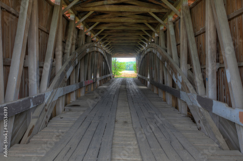 Interior of Crooks Covered Bridge in Indiana, United States