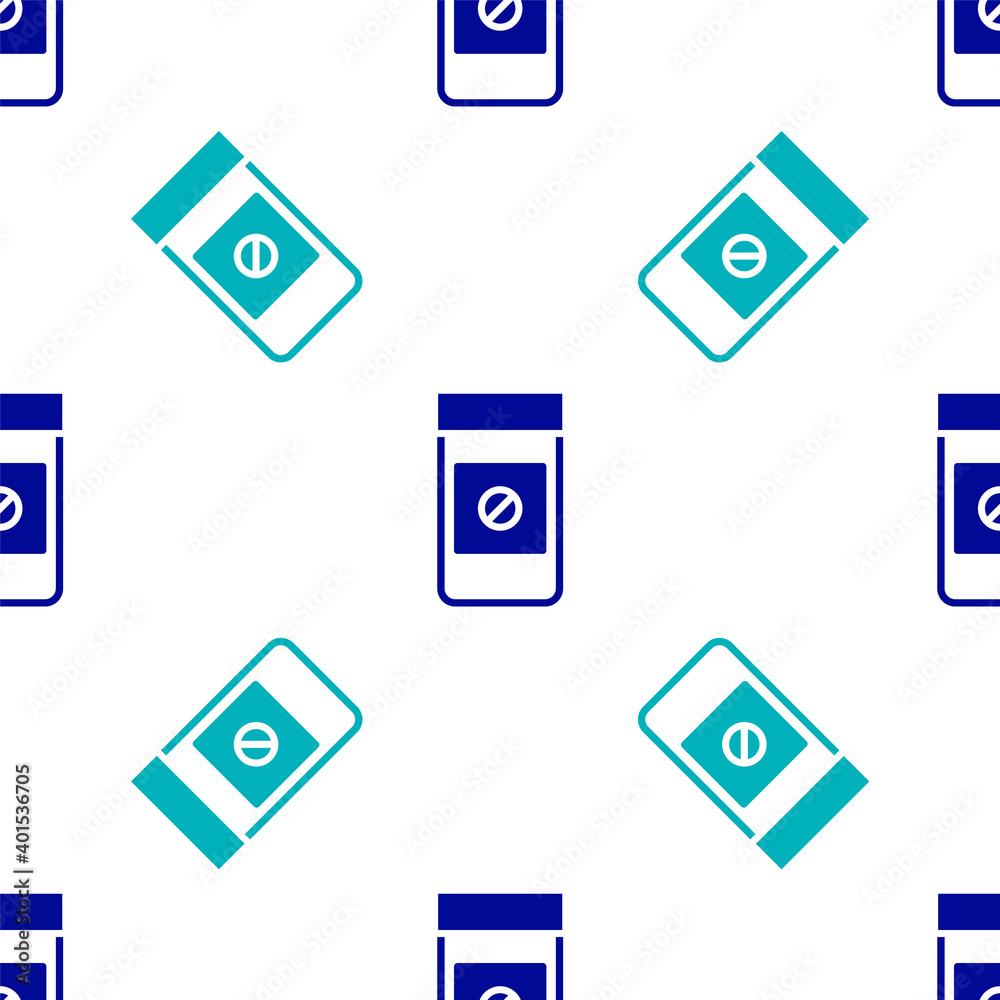 Blue Sports doping, anabolic drugs icon isolated seamless pattern on white background. Anabolic steroids tablet. Pills in jar. Vector. Blue Sports doping, anabolic drugs icon isolated seamless pattern on white background. Anabolic steroids tablet. Pills in jar. Vector.