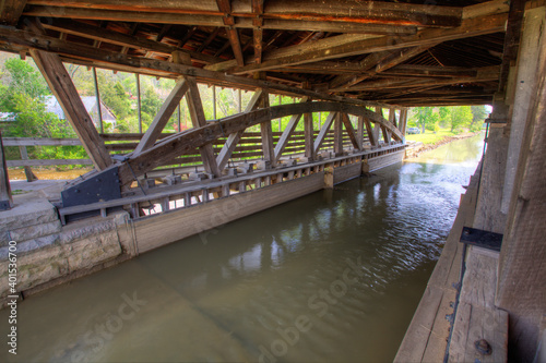 Interior of Duck Creek Covered Bridge in Indiana, United States