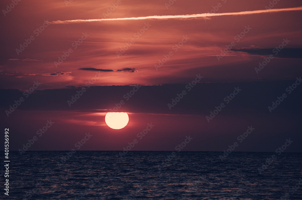Beautiful sunset on the Black Sea, Sochi, Russia