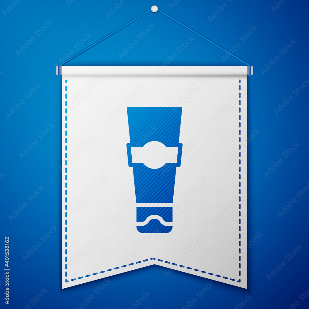Blue Tube of toothpaste icon isolated on blue background. White pennant template. Vector. Blue Tube of toothpaste icon isolated on blue background. White pennant template. Vector.