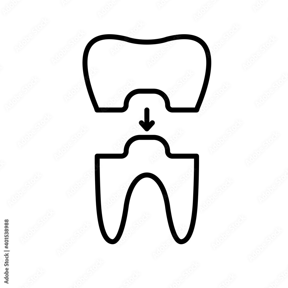 Dental crown line icon, dental and stomatolgy, tooth crown sign. Dentist, orthodontics line icon. Dental crown, tooth treatment sign, medical elements