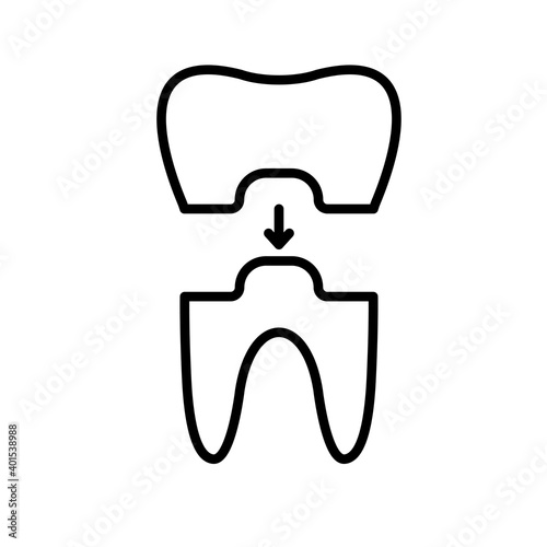 Dental crown line icon, dental and stomatolgy, tooth crown sign. Dentist, orthodontics line icon. Dental crown, tooth treatment sign, medical elements