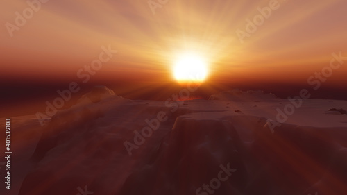 ice berg sunset in ocean 3d rendering © aleksandar nakovski