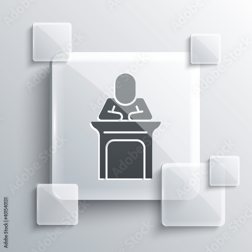 Grey Judge icon isolated on grey background. Square glass panels. Vector.